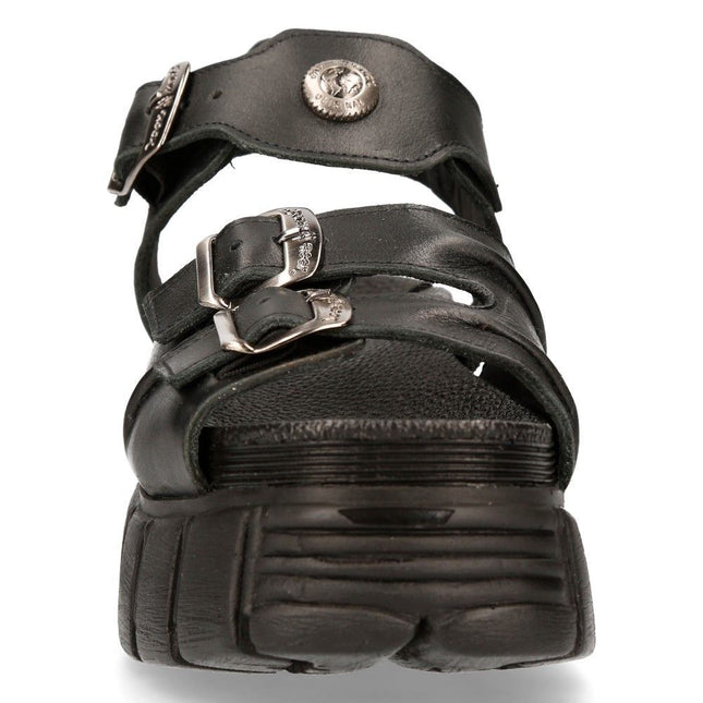 New Rock Unisex Metallic Black Punk Sandal Boots - M-BIOS101-C2