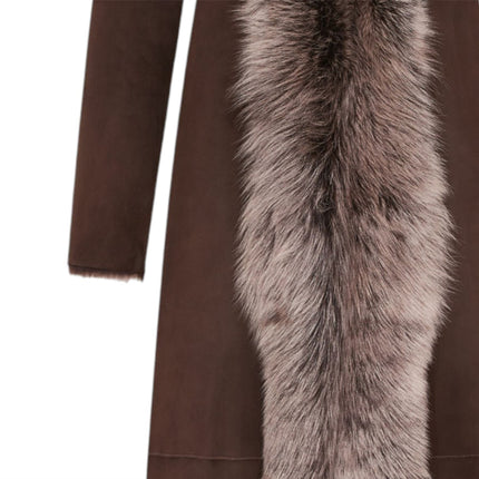 Womens Suede Toscana Sheepskin Hooded Trench Coat-Rushden