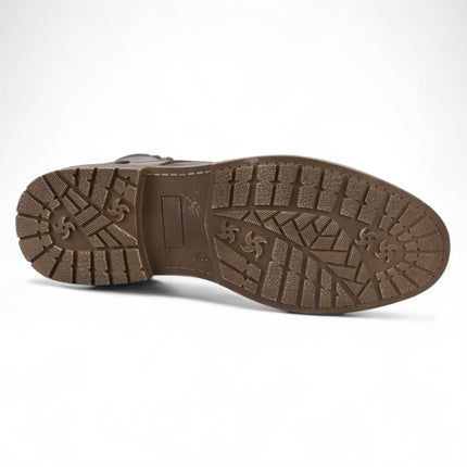 Men's Brown Biker Lace-Up Ankle Boots