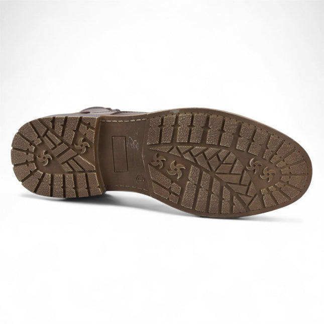 Men's Brown Biker Lace-Up Ankle Boots