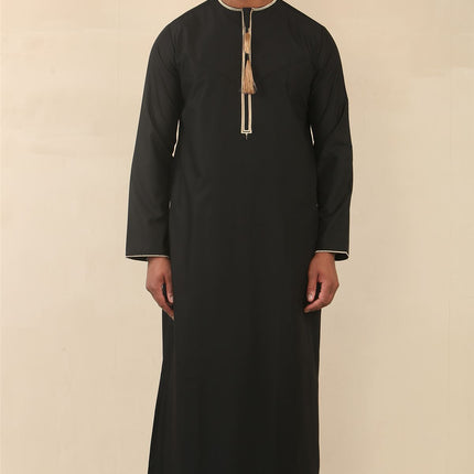 Men's Omani Eid Black Thobe  Saudi Emirati Jubba Robe