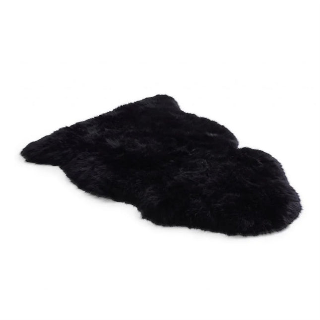 Genuine Black Sheepskin Natural Silky Soft Fluffy Real Wool Rug
