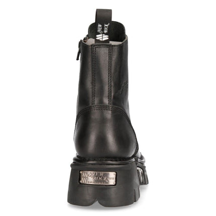 New Rock Black Leather Military Biker Boots - M-NEWMIILI083-S19