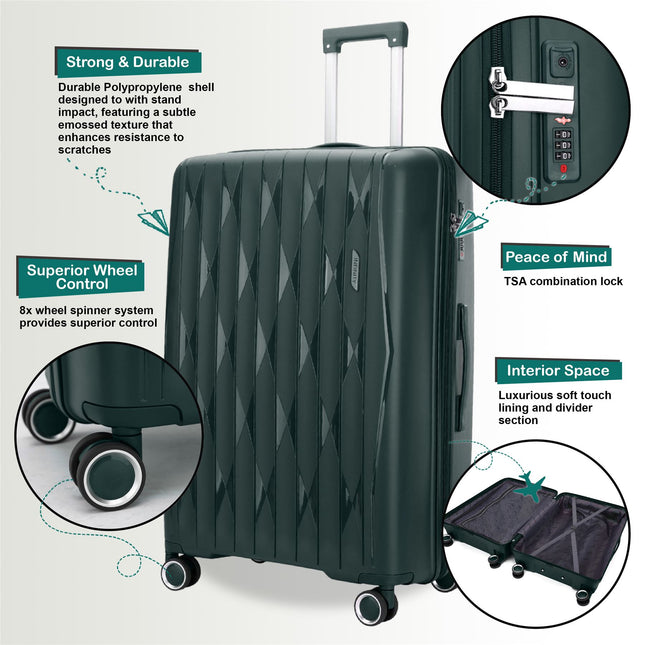 Robust Hard Shell Cabin Suitcase 37.5 x 20.5 x 55 cm TSA Luggage Suitable for Easyjet, Ryanair, Wizzair