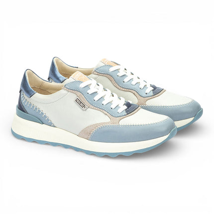 Pikolinos Women's Denim Blue Leather Lace Up Sneaker Trainers Shoes - Arrecife