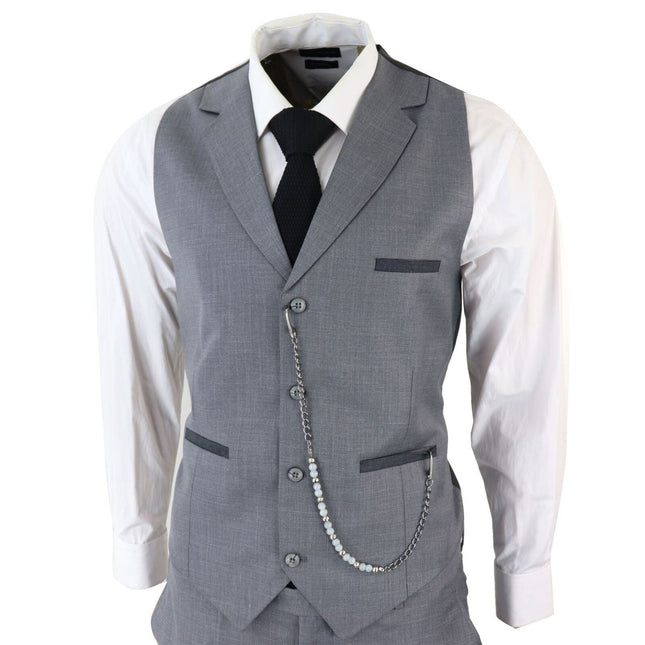 Men's Classic 3-Piece Plain Grey Suit