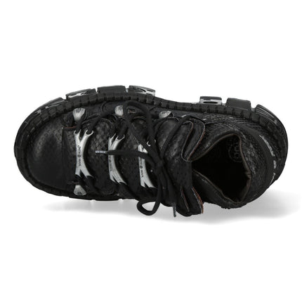 New Rock M-106Wall-C65 Python Black Leather Platform Ankle Boots