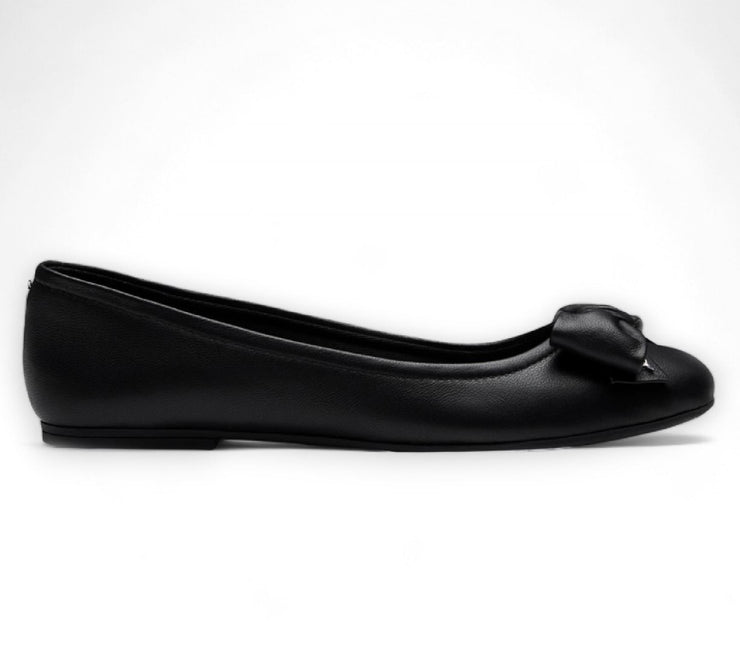 Windsorsmith Womens Black Leather Flat Shoes With Bow - Bunny