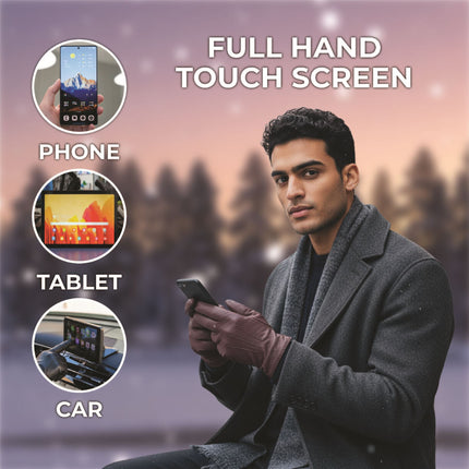 Men’s Chestnut Brown Italian Leather Warm Wool Lining Winter Stich Design Gloves - M-LGV-205