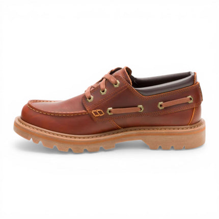 CAT (Caterpillar) Mens Dark Russet Brown Leather Low-Cut Boots - Colorado Boat Lo
