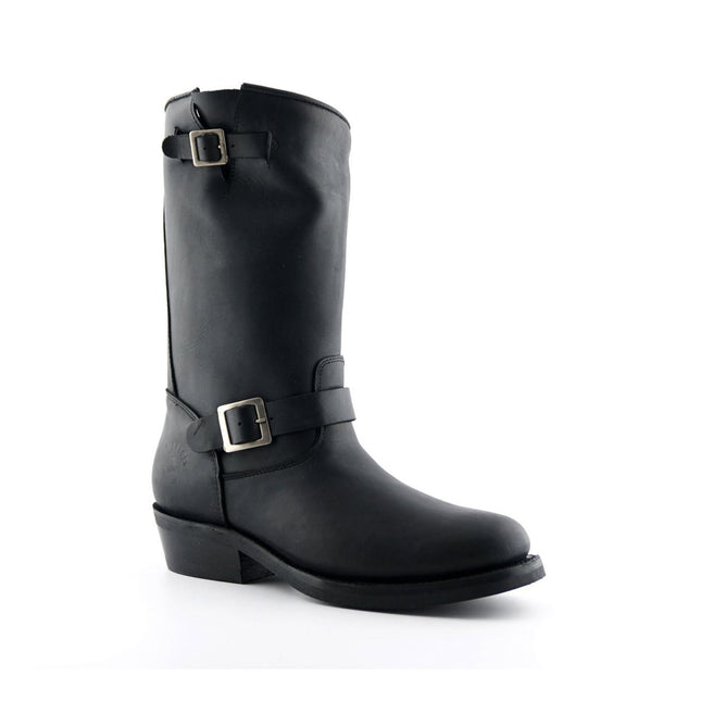 Grinders Unisex Black Smooth Sole Western Leather Boots - Rebel