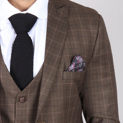 Mens IM2 Classic Plain Brown 3 Piece Suit