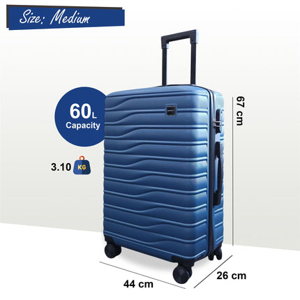 Hardshell Blue Suitcase Set Robust 8 Wheel Luggage Cabin Case Bag