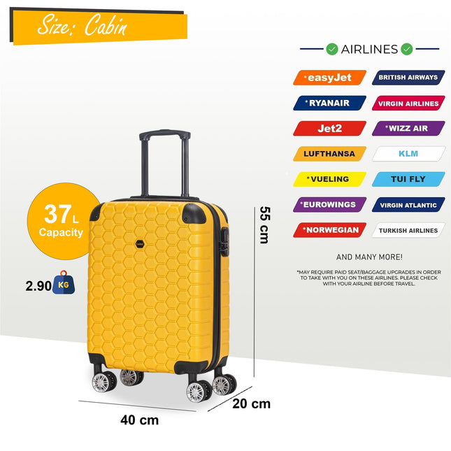 Hard Shell ABS 8 Wheel Luggage Travel Cabin Holiday Bags Suitcase Set