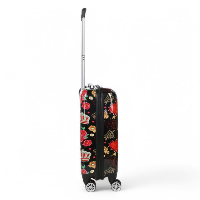 Strong Expandable Hard Shell Dual 4 Wheel Suitcase Set Print Luggage Cabin Travel Bag