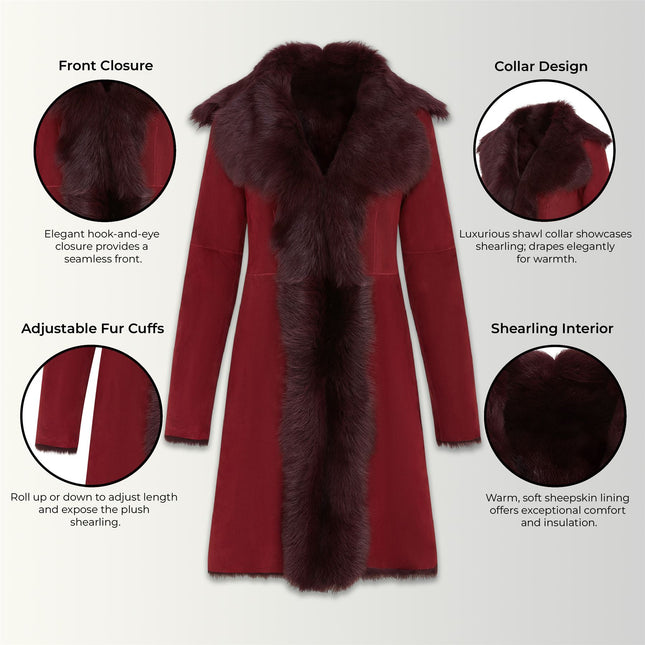 Womens Toscana Sheepskin Suede Trench Coat-Tbilisi