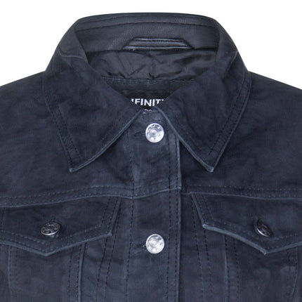 Womens Goat Suede Trucker Jeans Jacket-Astoria
