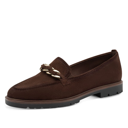 Tamaris Womens Mocca Brown Suede Leather Loafers Shoes