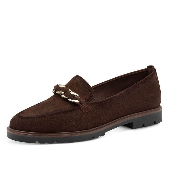 Tamaris Womens Mocca Brown Suede Leather Loafers Shoes