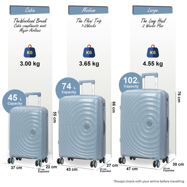 Expandable Hard Shell 8 Wheels Luggage Travel Cabin Suitcase Set