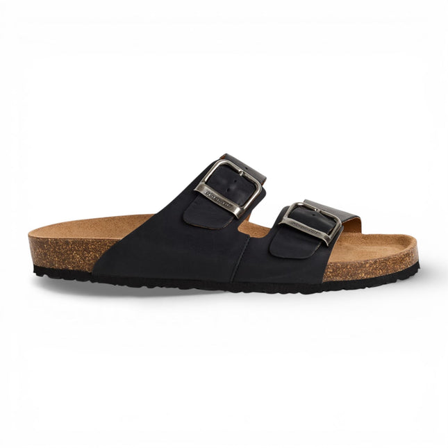 Tamaris Men's Black Leather Slip-On Footbed Slipper Sandals