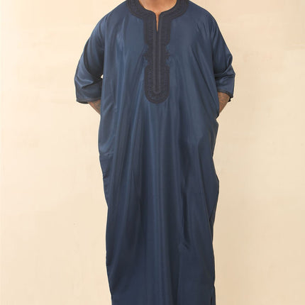 Men's Blue Moroccan Thobe Djellaba Jubba Robe Eid