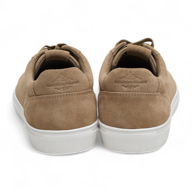 Antique Rogue Men’s Stone Taupe Suede Leather Trainer Sneaker Shoes - Gibbs