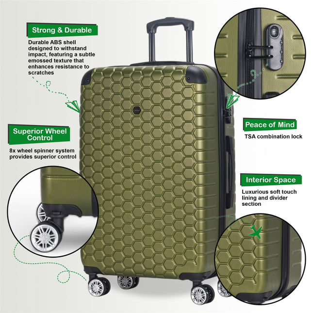 Strong ABS Hardshell Cabin Suitcase 55 x 40 x 20 cm Luggage Suitable for Easyjet, Ryanair
