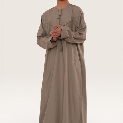 Kids Boys Eid Beige Moroccan Jubba Robe Djellaba Ramadan Eid Thobe - K-HM11