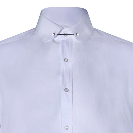 Mens Club Collar White Shirt 1920s Peaky Blinders With Bar Poplin Pin Smart