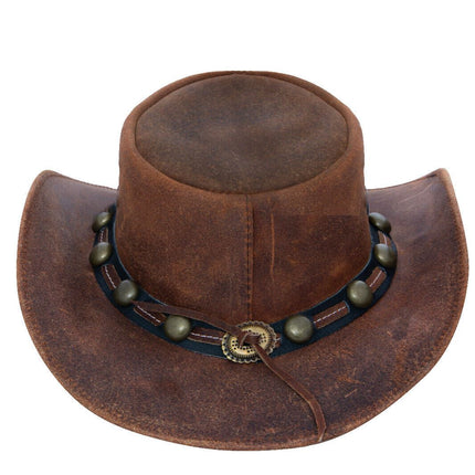 Cowboy Aussie Real Leather Hat Australian Tan Brown Western Outback Bush Hat