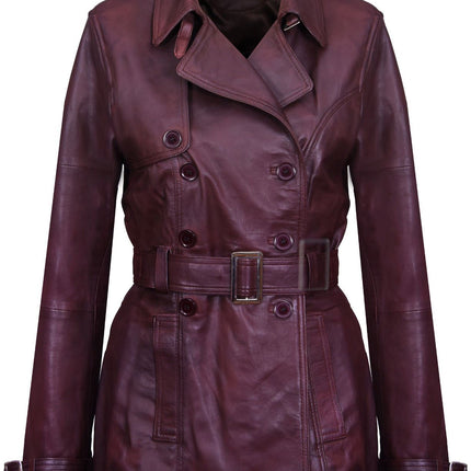 Womens Nappa Leather Trench Coat-Mosul