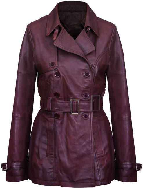 Womens Nappa Leather Trench Coat-Mosul