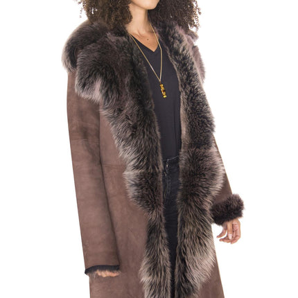 Womens Toscana Sheepskin Suede Trench Coat-Tbilisi
