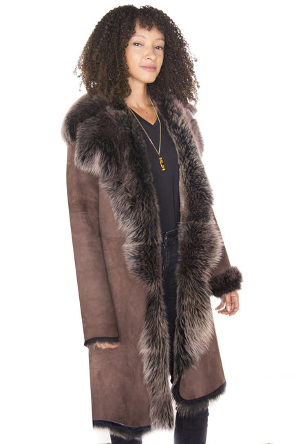 Womens Toscana Sheepskin Suede Trench Coat-Tbilisi