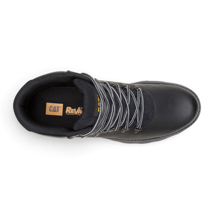 Caterpillar (CAT) Mens Black Leather Waterproof Lace Up Boots - Pursue Hiker