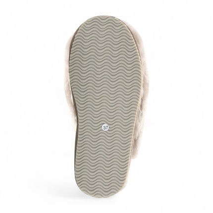 Women's Sheepskin Slippers Taupe Warm Winter Fur Mule - Aurora