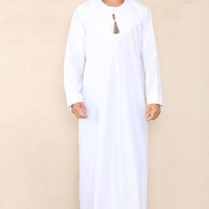 Mens White Thobe Jubba Saudi Islamic Arab Eid Emirati Kaftan Jubbah Tassel Robe