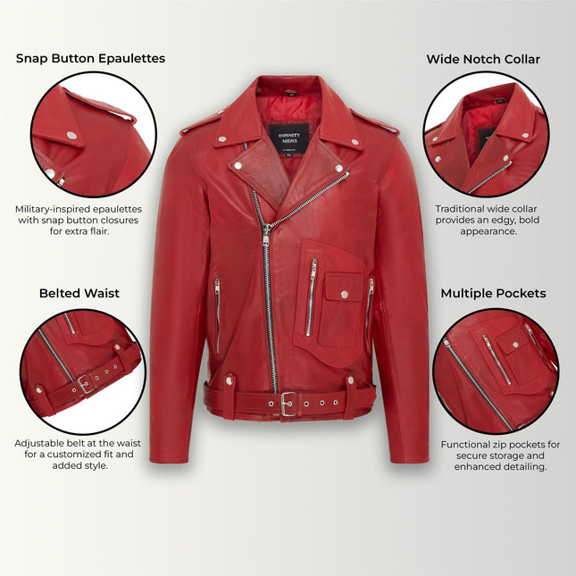 Mens Retro Brando Quilted Leather Biker Jacket Vintage Motorcycle Style