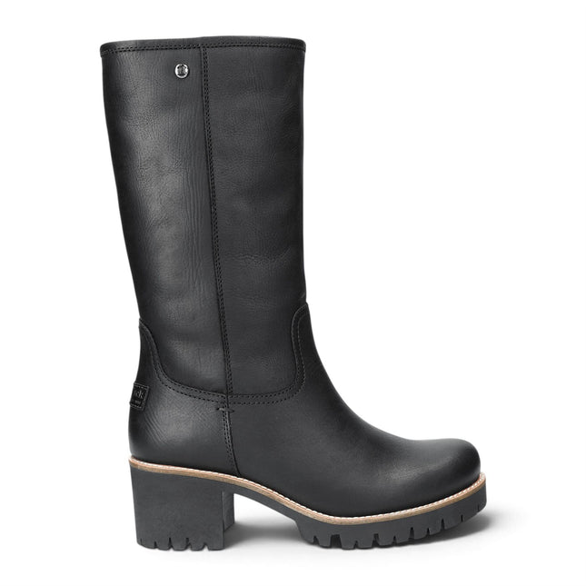 Panama Jack Women's Black Leather Waterproof Heeled High Winter Boots - Patricia B17