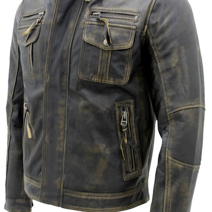 Men's Leather Retro Biker Jacket-Toronto