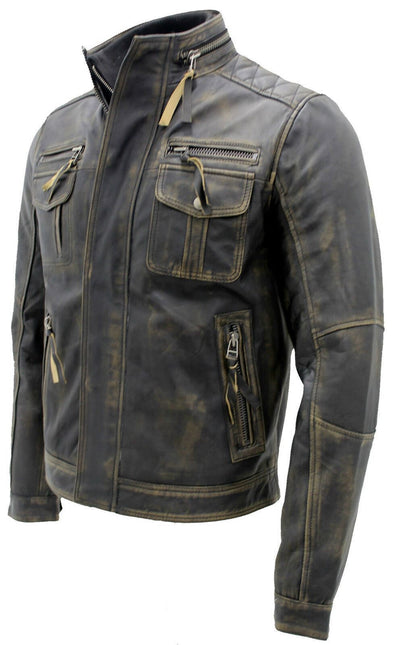 Men's Leather Retro Biker Jacket-Toronto