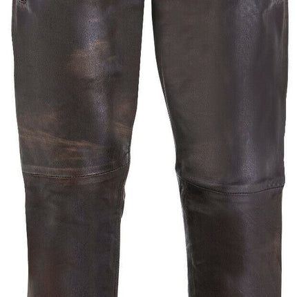 Mens  Leather Jogging Bottoms-Boston