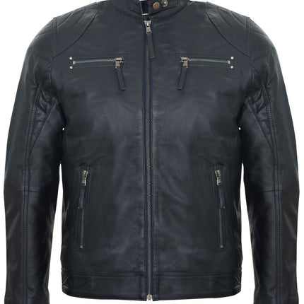 Mens Moto Leather Biker Jacket-Taiwan