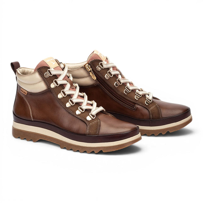 Pikolinos Women's Brown Leather Trainers Sneaker Winter Lace-up Boots - Vigo