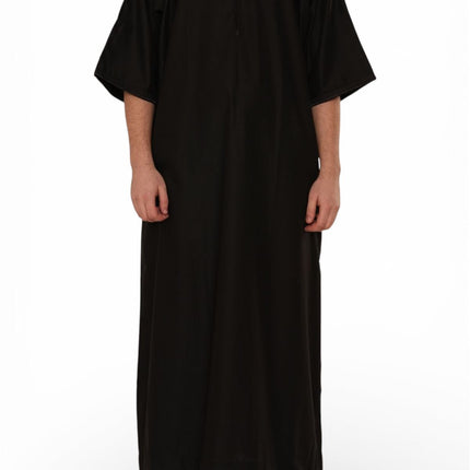 Men's Ramadan Black Moroccan Gandoura Thobe Robe Djellaba Eid Jubba- TT-006