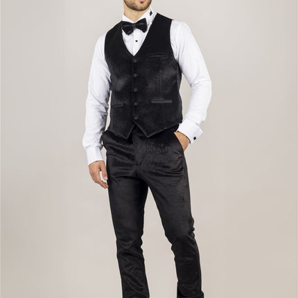 Men's Black 3 Piece Velvet Wedding Tuxedo Formal Suit