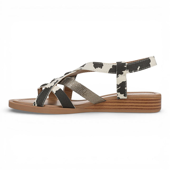 Blowfish Malibu Women's Black White Micro Wedge Strappy Sandals - April