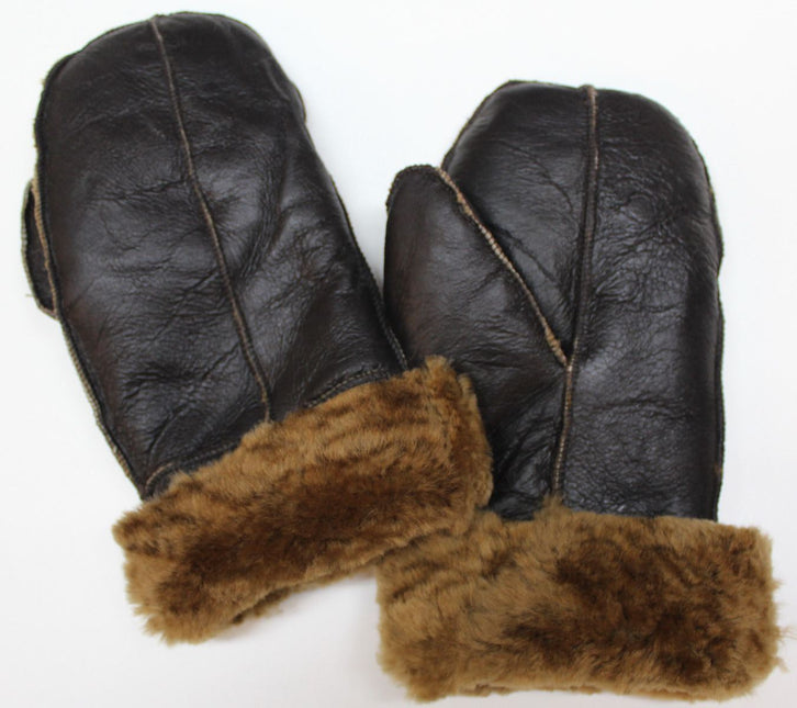 Unisex Brown Ginger Real Sheepskin Leather Shearling Gloves Warm Mittens
