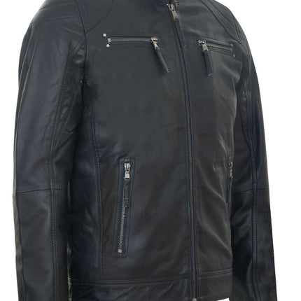 Mens Moto Leather Biker Jacket-Taiwan